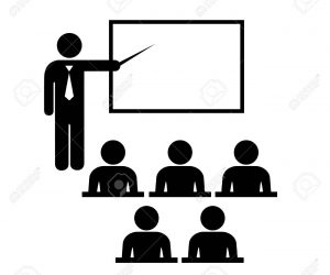 Male teacher icon with pointer